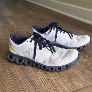 On Running Women’s Athletic Shoes - cloud X -Pink and Gray with Green Accents